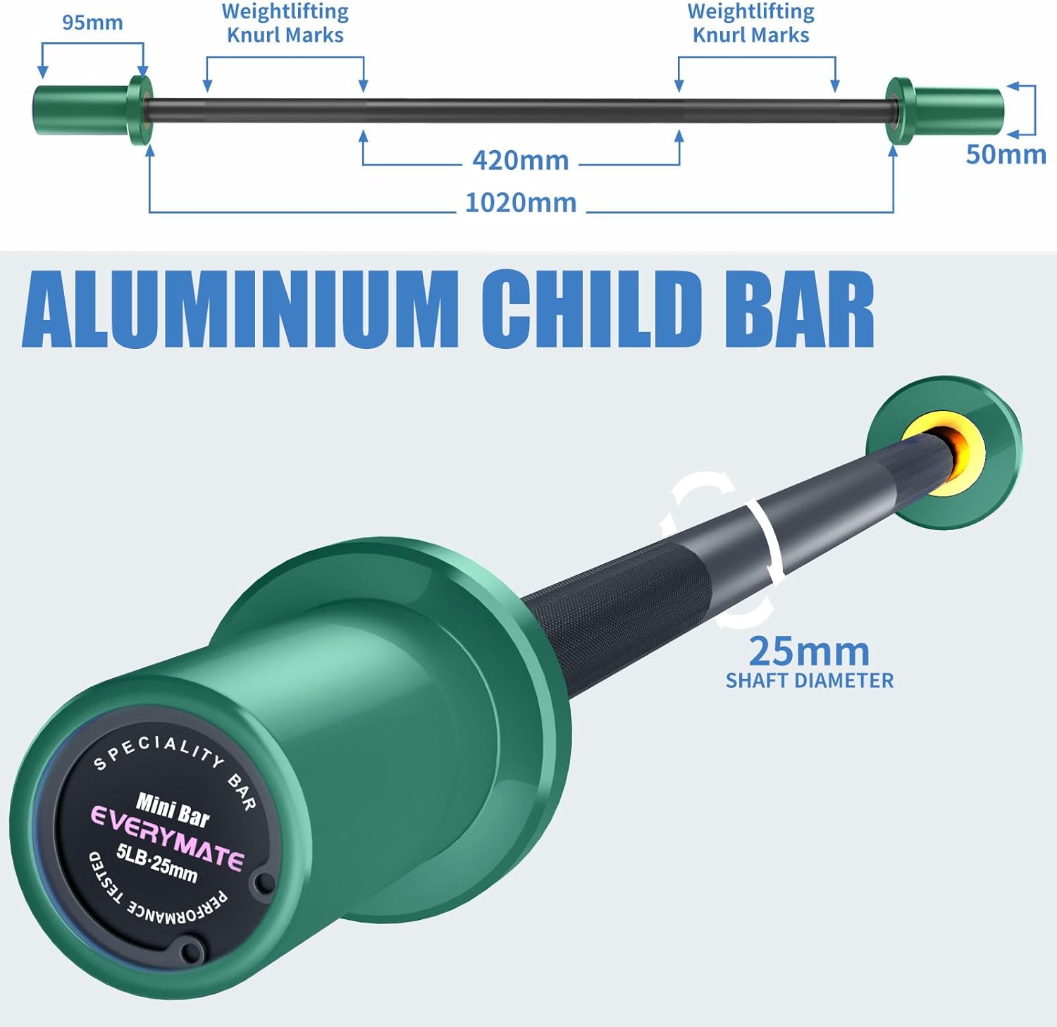 EVERYMATE 5LB Mini Barbell Bar- Beginner Women Kid Bar Total Body Workout