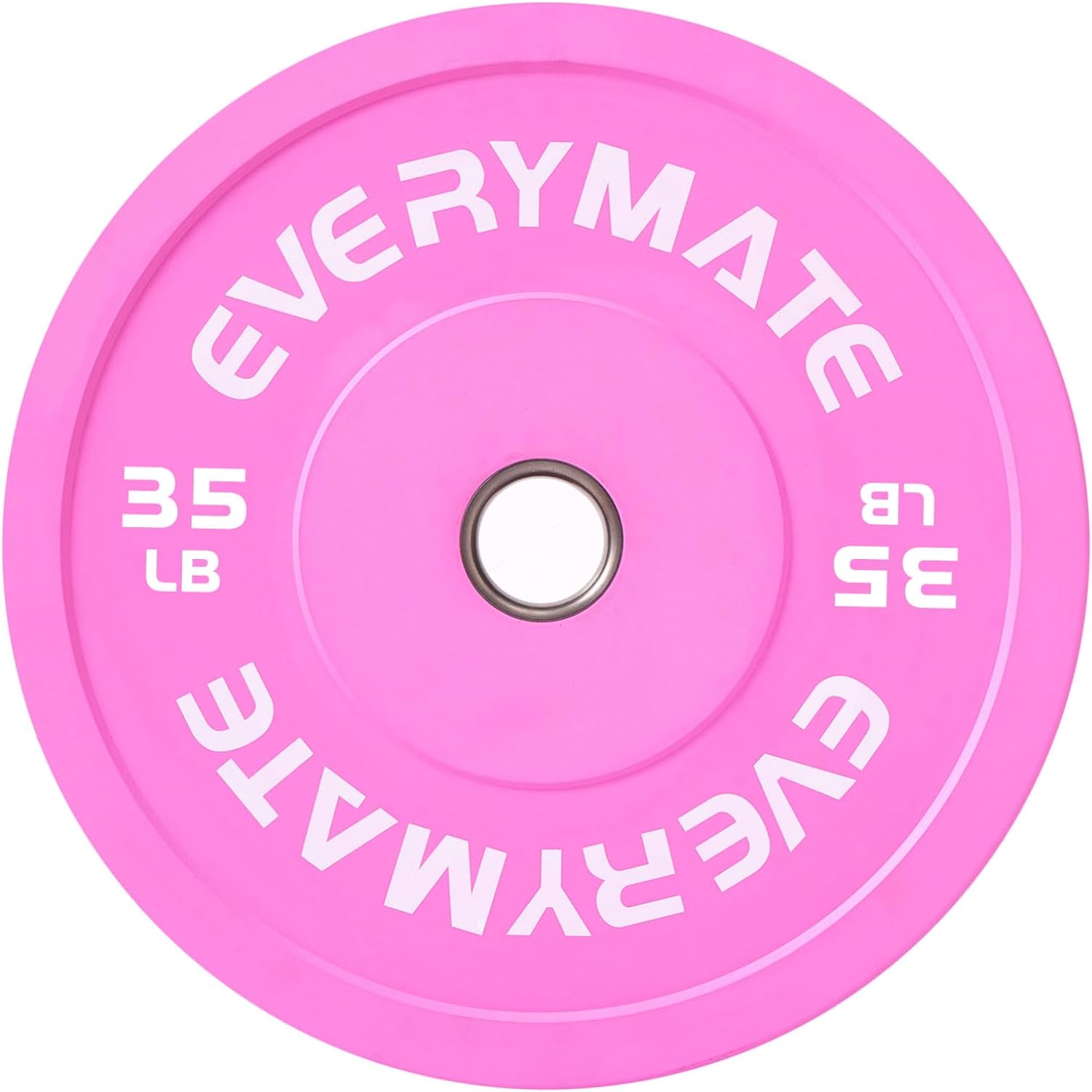 Pink Weight Plates 35LB Olympic Bumper Plates Grip Weight Plates for Strength Training & Crossfit Steel Inserts Weight Plates Fit 2" Barbells Virgin Rubber Weights