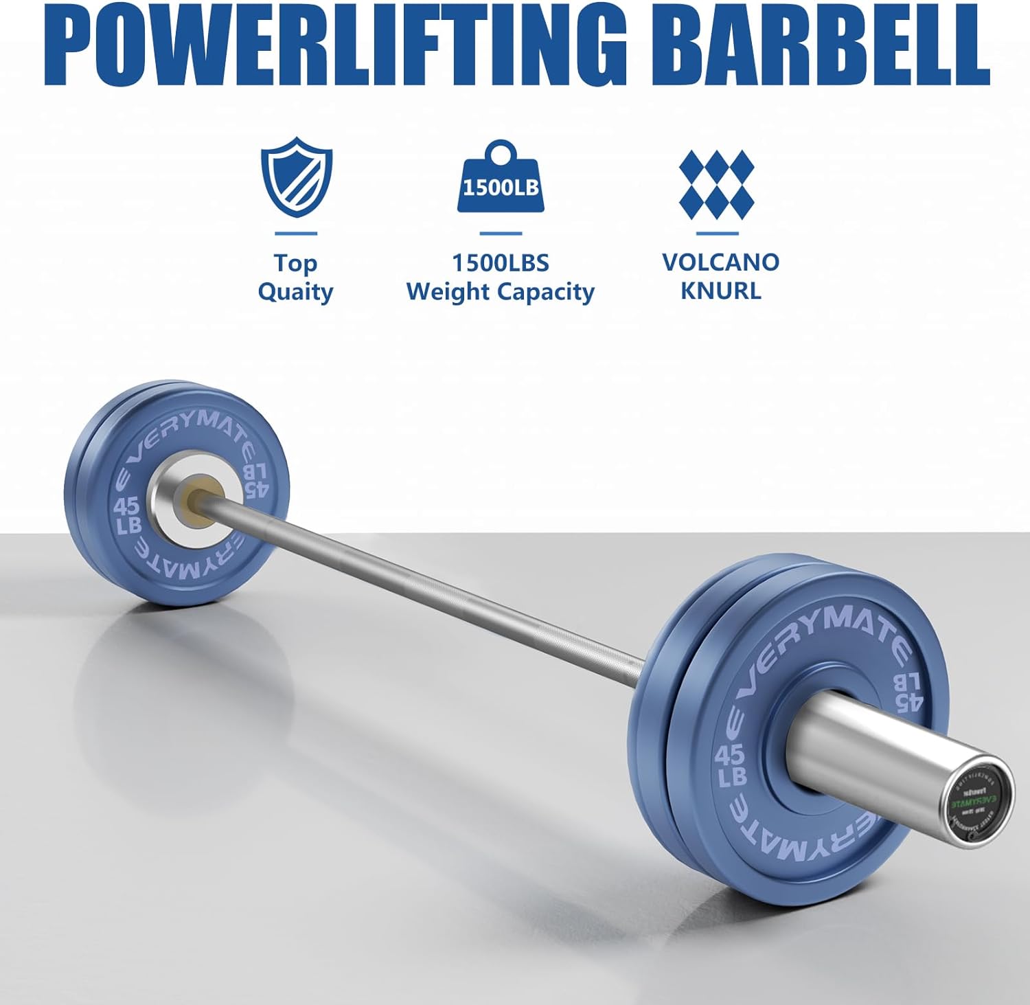 EVERYMATE Powerlifting Barbell 7' Olympic Adult Bar Available with Hard Chrome Sleeves for Gym Home Exercises