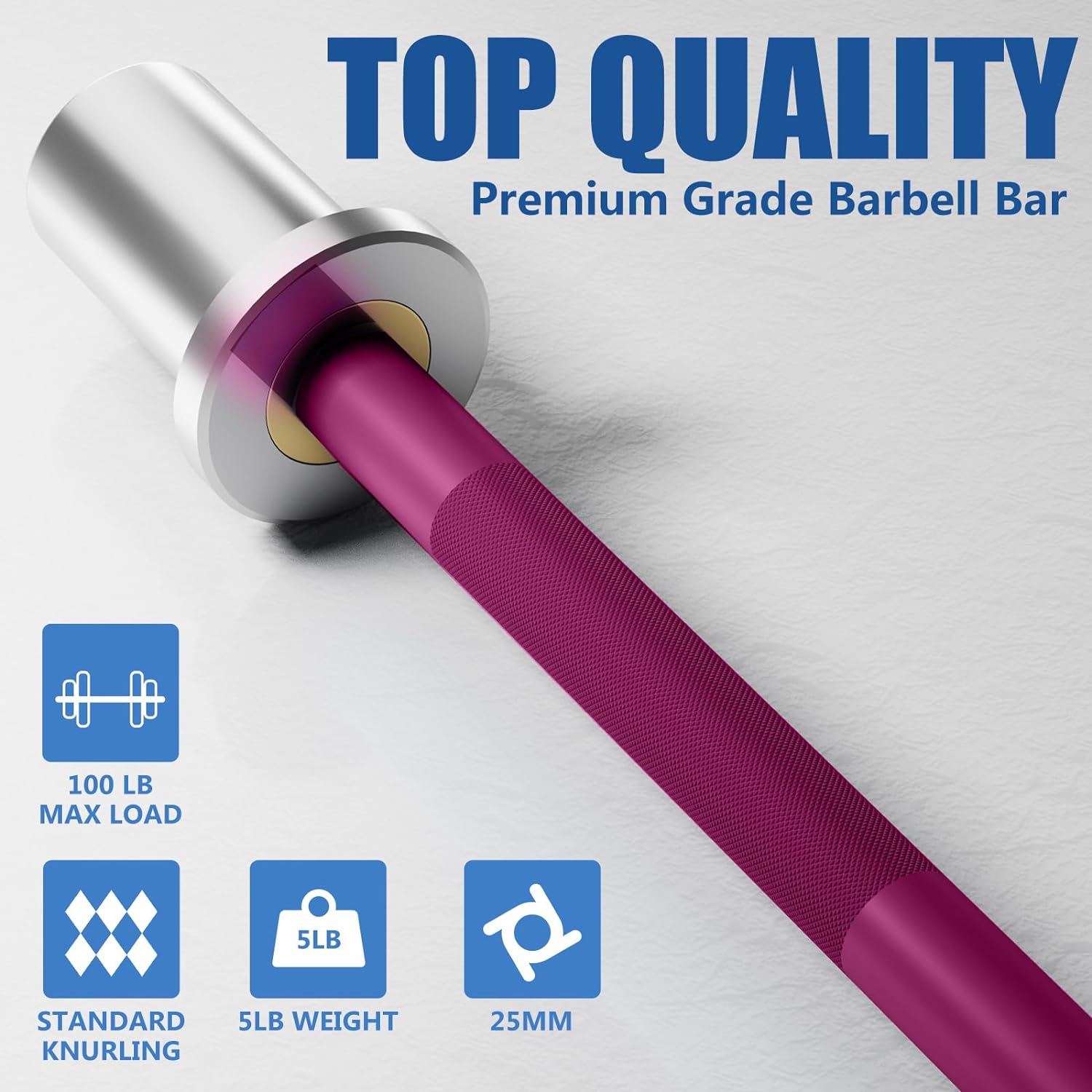 EVERYMATE 5LB Mini Barbell Bar- Beginner Women Kid Bar Total Body Workout