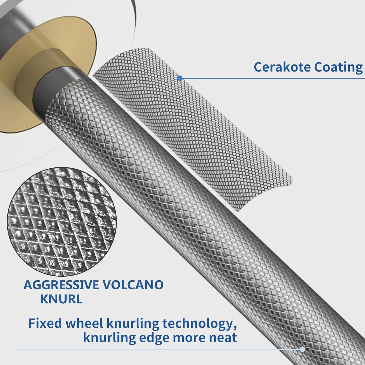 EVERYMATE Powerlifting Barbell 7' Olympic Adult Bar Available with Hard Chrome Sleeves for Gym Home Exercises