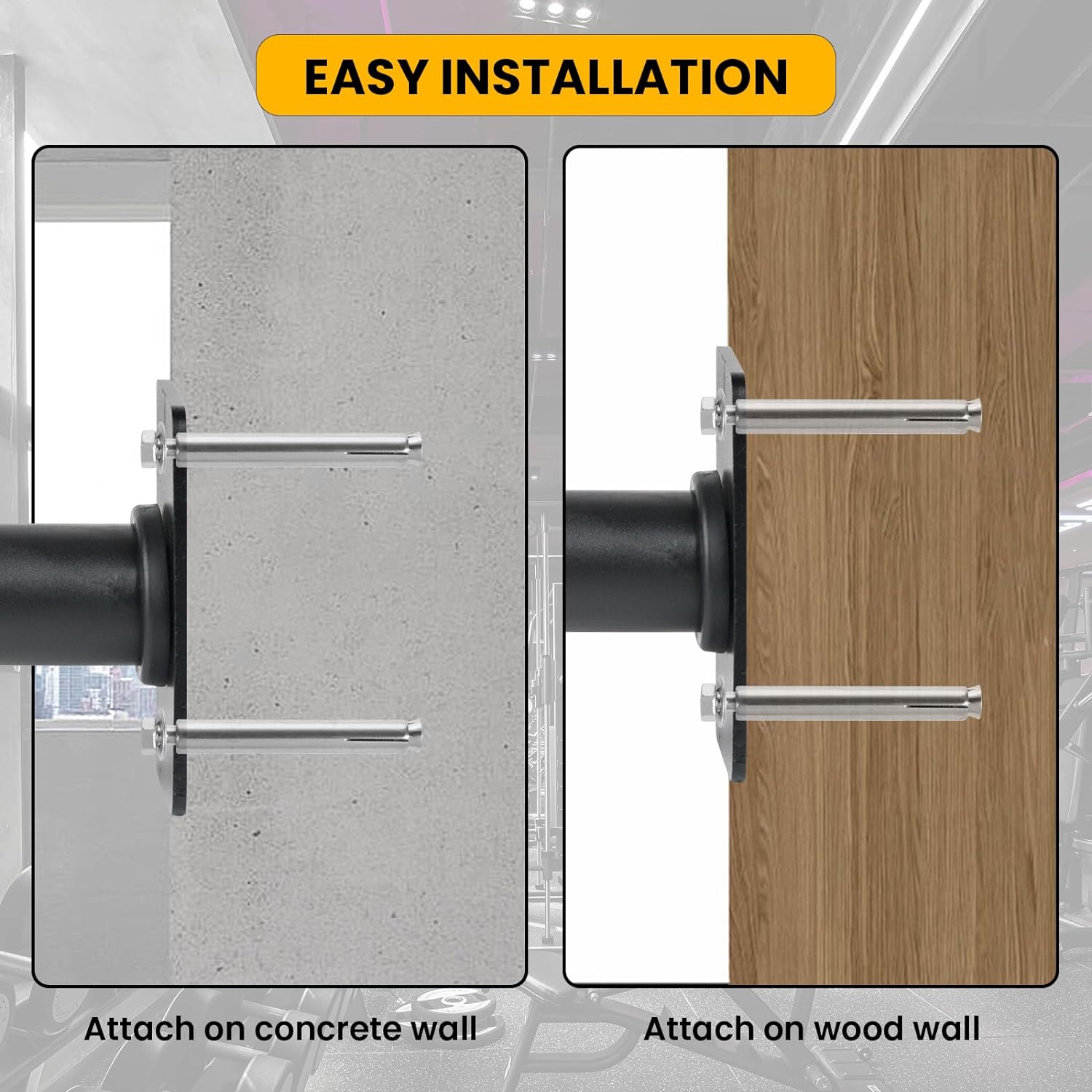 Wall Mount Weight Plate Rack - 4-Pack Storage for 1" or 2" Olympic Plates