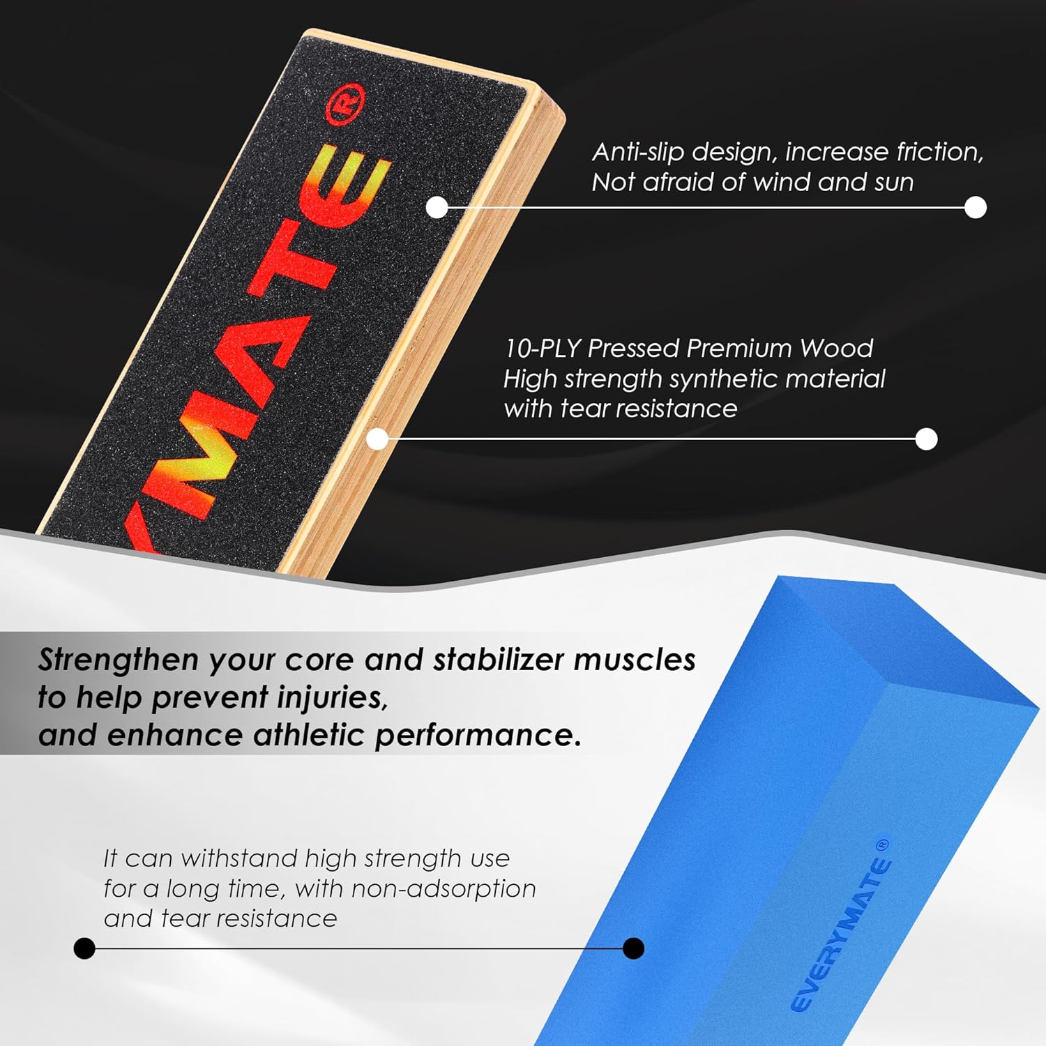 Athletic Balance Trainer Squat Block(Non-Slip Base)