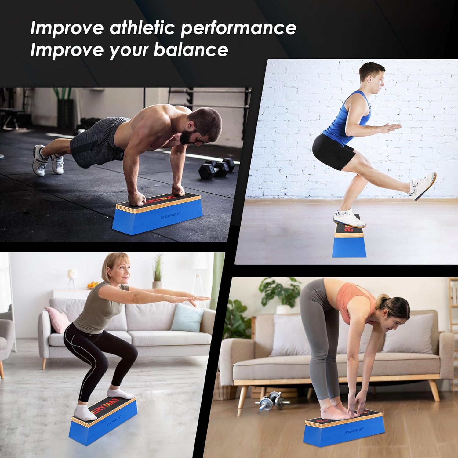 Athletic Balance Trainer Squat Block(Non-Slip Base)