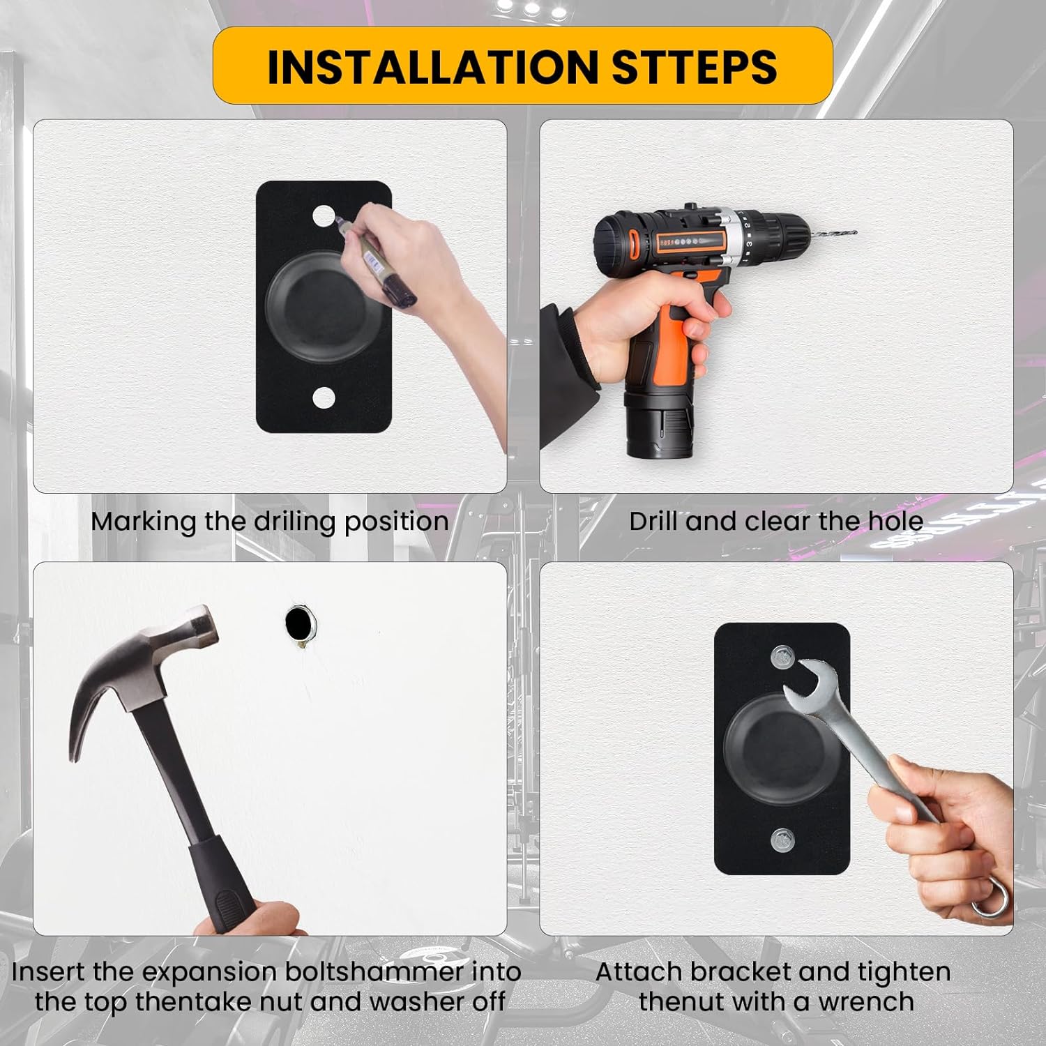 Wall Mount Weight Plate Rack - 4-Pack Storage for 1" or 2" Olympic Plates