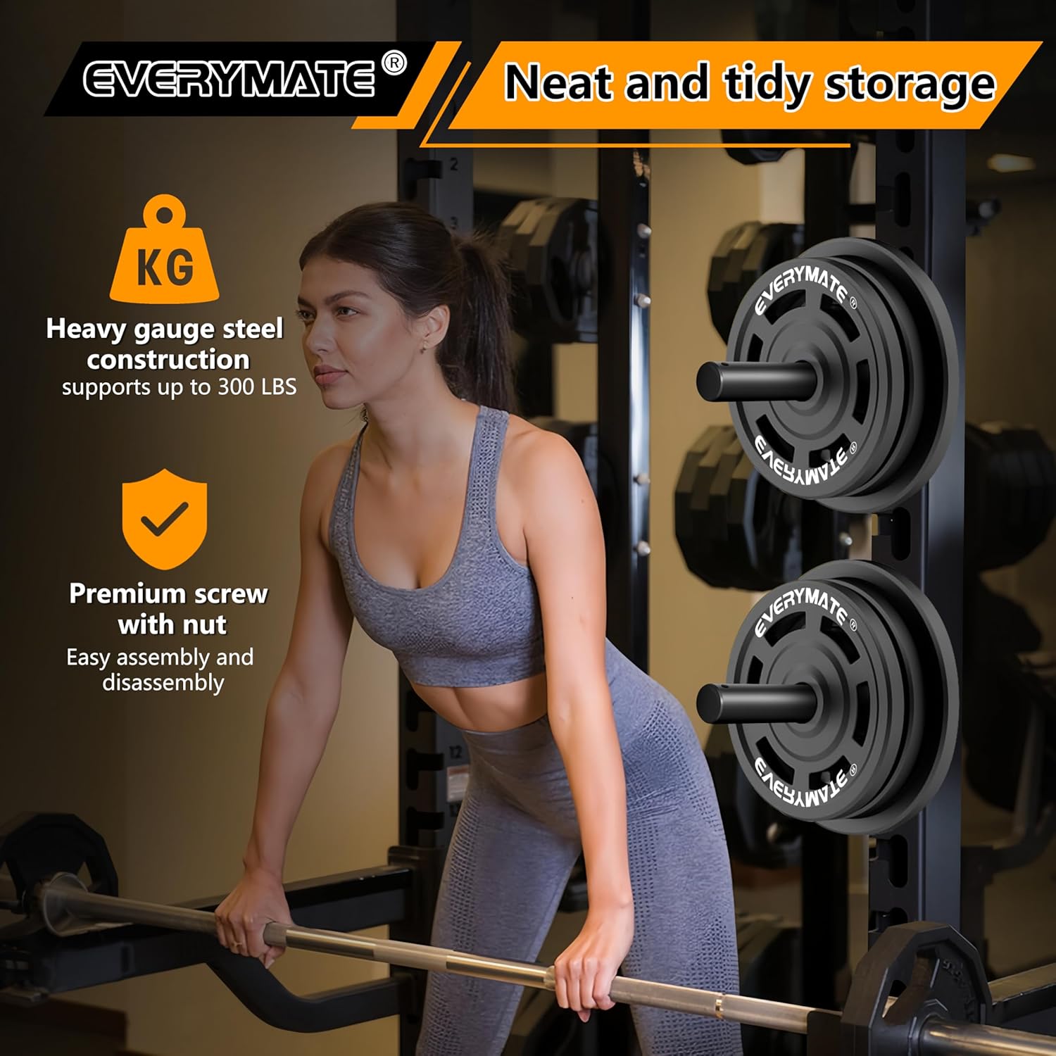 Heavy-Duty Weight Plate Holder - Universal Power Rack Attachment for 2" Olympic Plates (Fits 2x2/3x3 Power Cages)