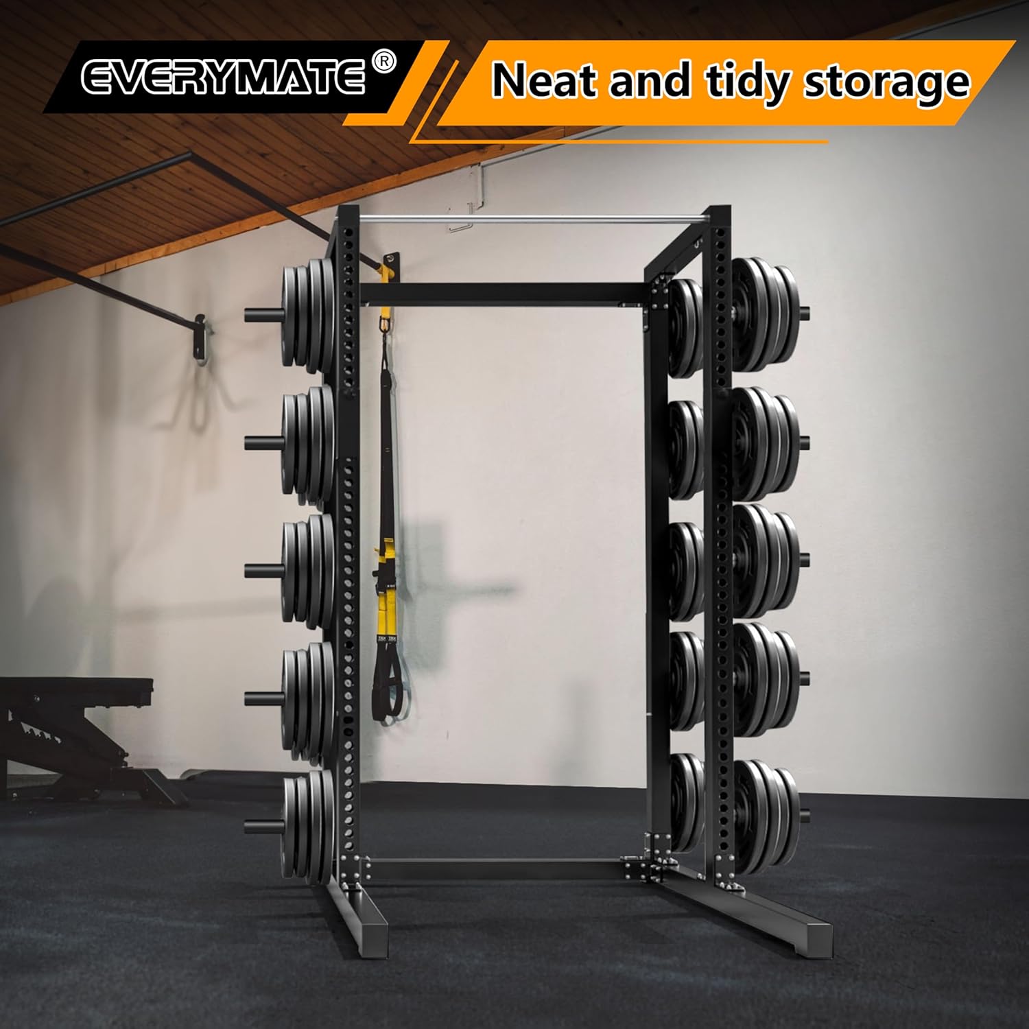Heavy-Duty Weight Plate Holder - Universal Power Rack Attachment for 2" Olympic Plates (Fits 2x2/3x3 Power Cages)