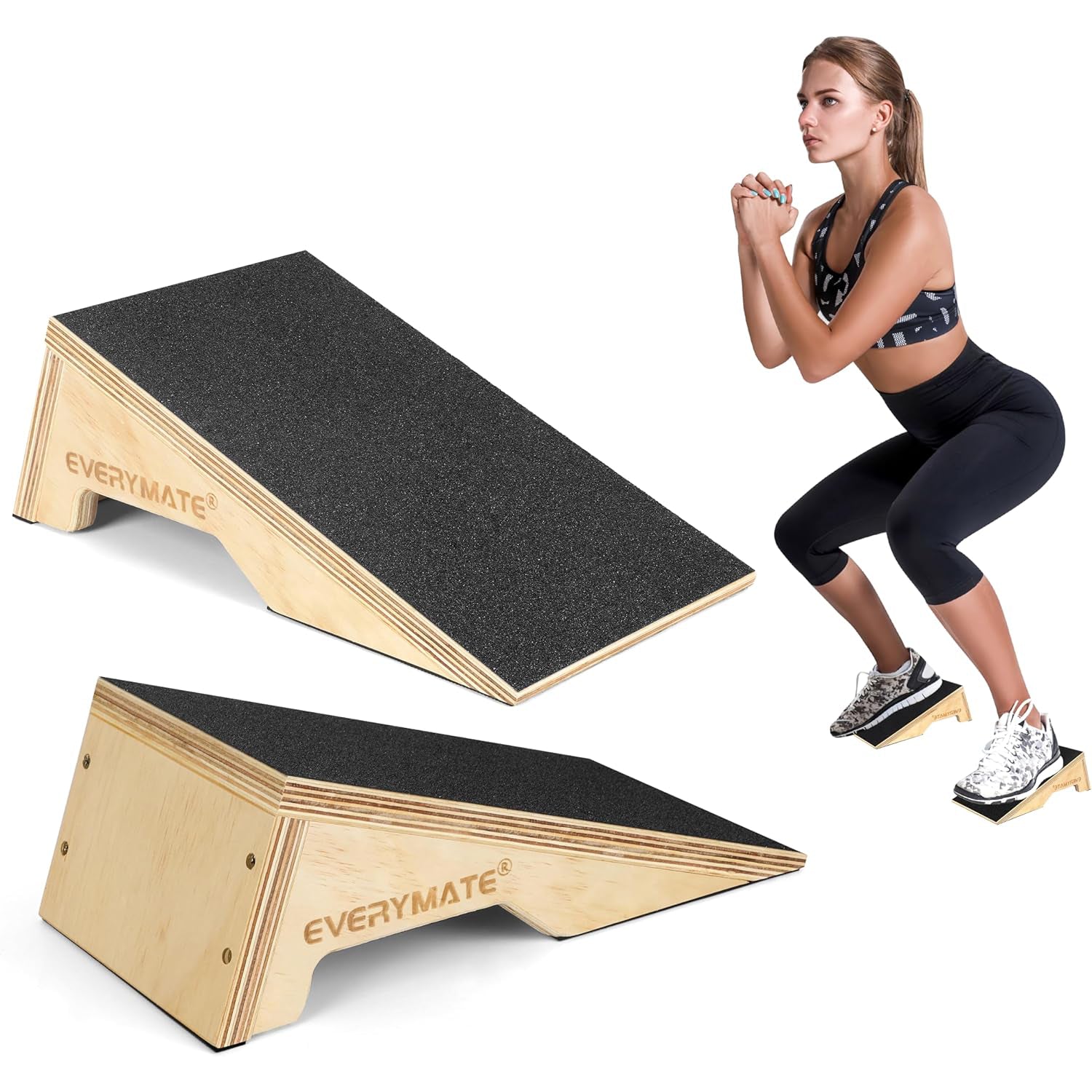 Non-Slip Heel Elevated Squat Wedge Block,Calf Stretching-Ankle Support & Knee Rehabilitation Tool