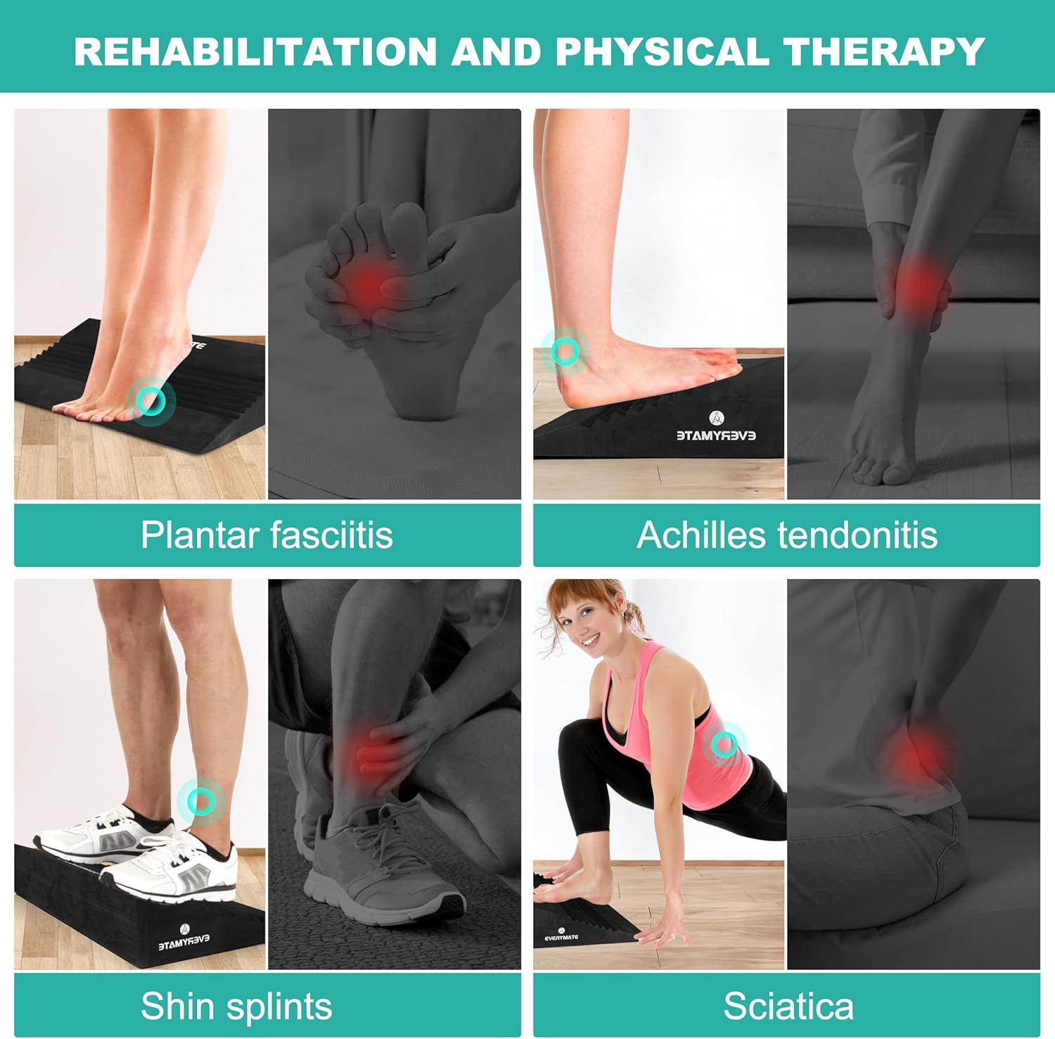 Squat Wedge Block - Heel Elevated Slant Board for Knees Over Toes Training & Calf Stretching (Non-Slip, Home/Commercial Gym)