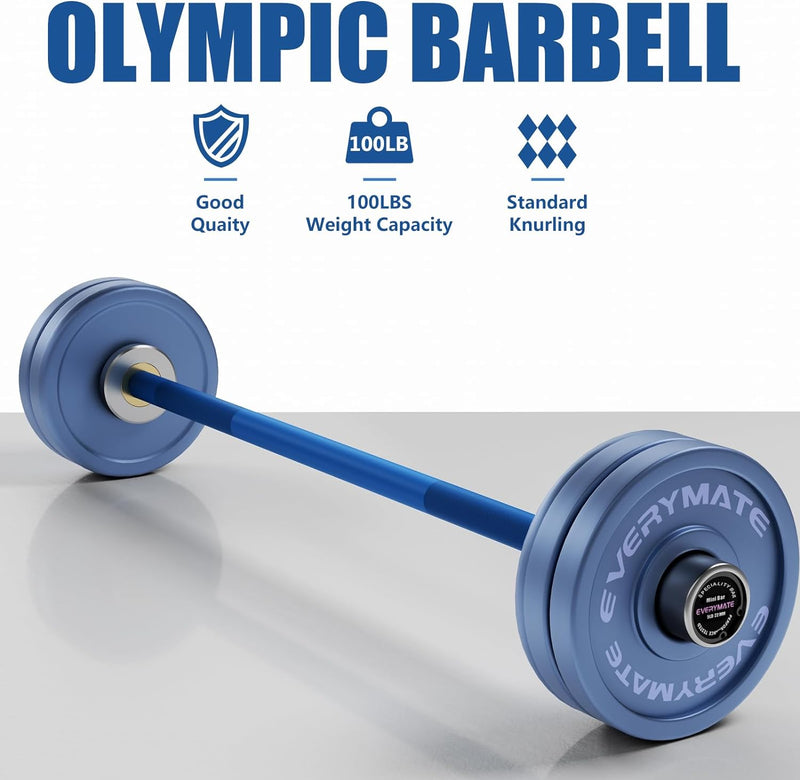 EVERYMATE 5LB Mini Barbell Bar- Beginner Women Kid Bar Total Body Workout