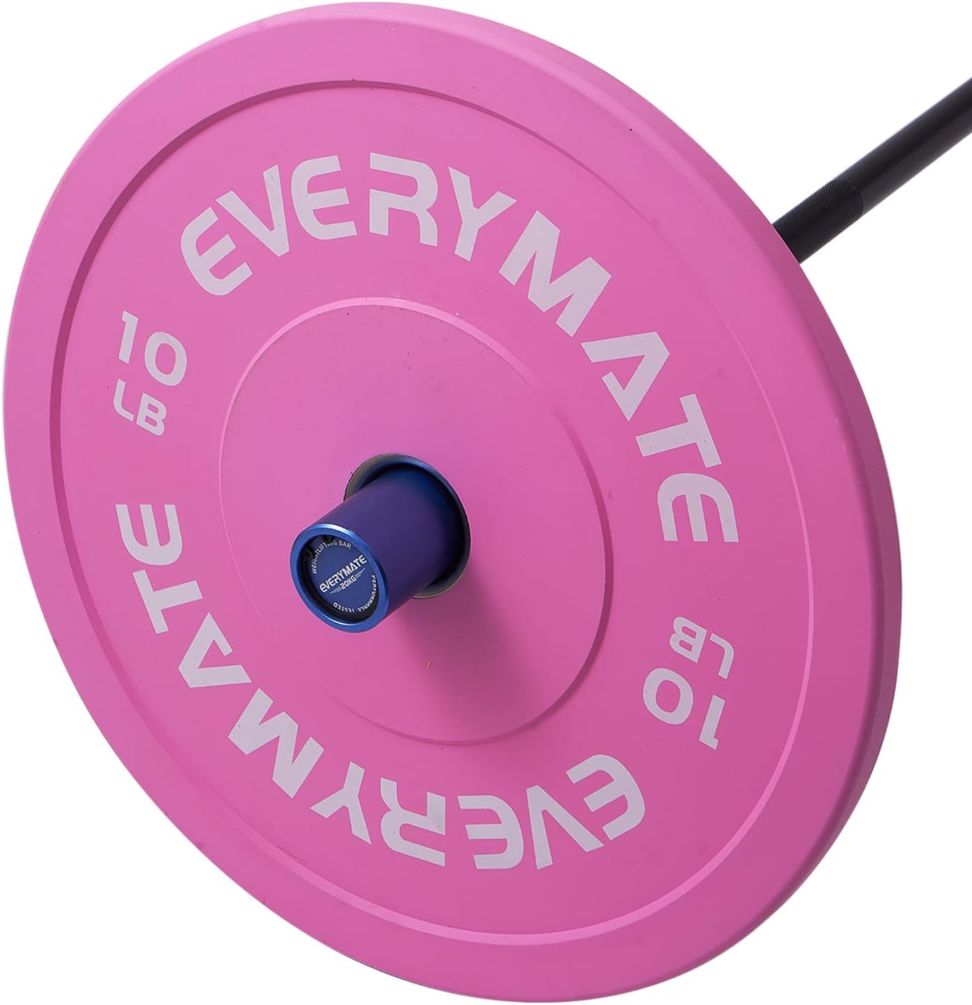 EVERYMATE Pink Weight Plates 10LB Olympic Bumper Plates Grip Weight Plates for Strength Training & Crossfit Steel Inserts Weight Plates Fit 2" Barbells Virgin Rubber Weights
