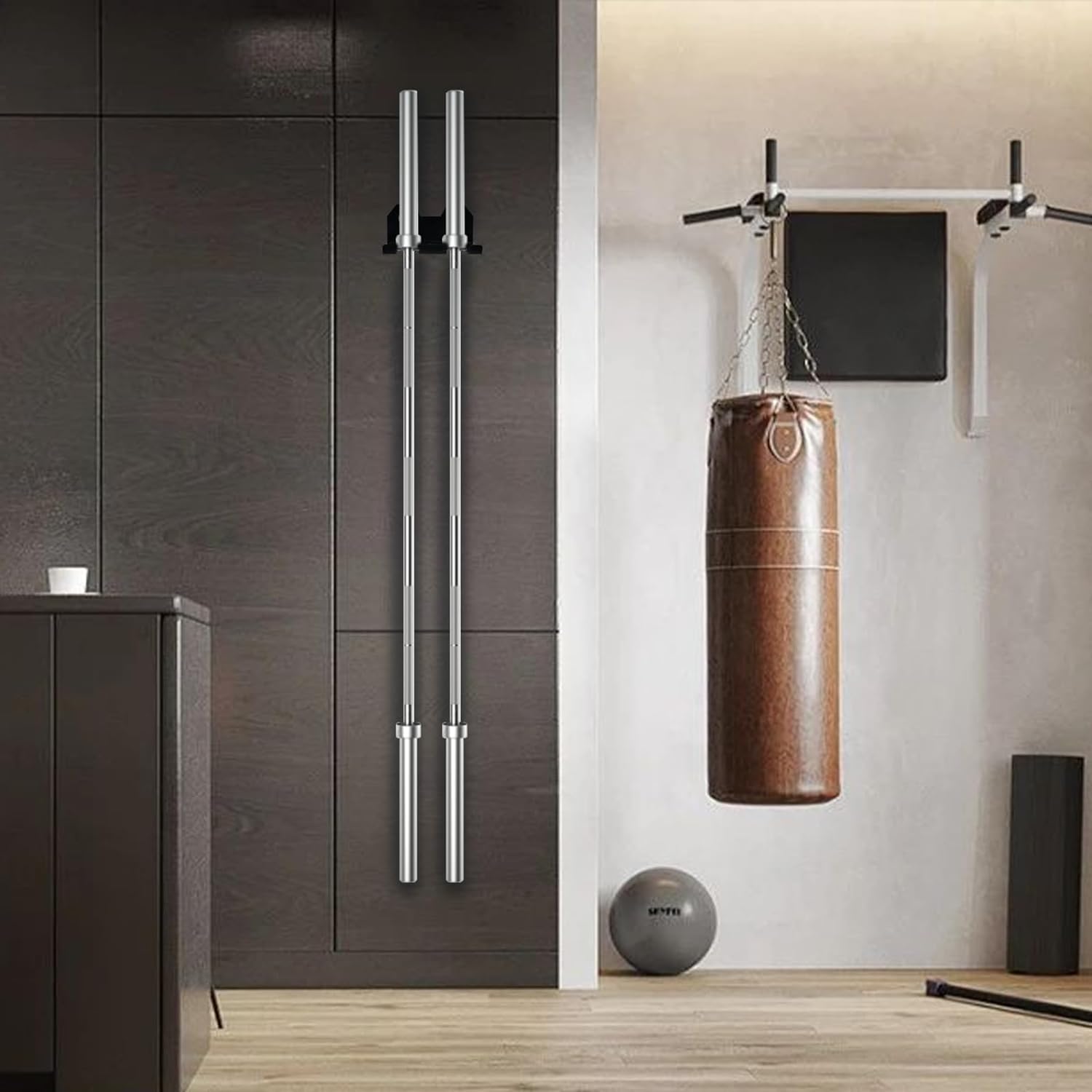 Vertical Barbell Wall Rack - Commercial Gym Storage for 33mm Olympic Bars (Space-Saving Powder-Coated)