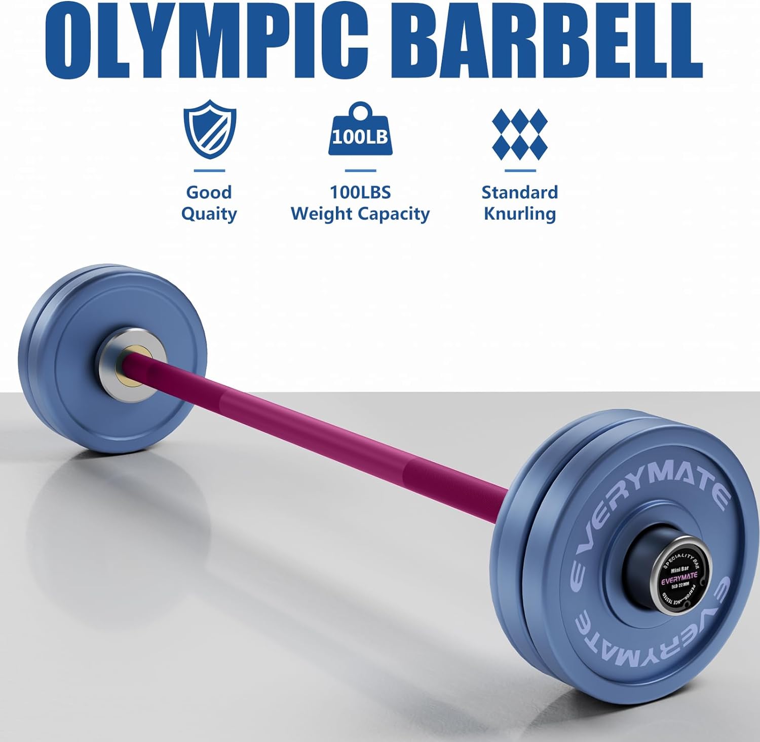 EVERYMATE 5LB Mini Barbell Bar- Beginner Women Kid Bar Total Body Workout