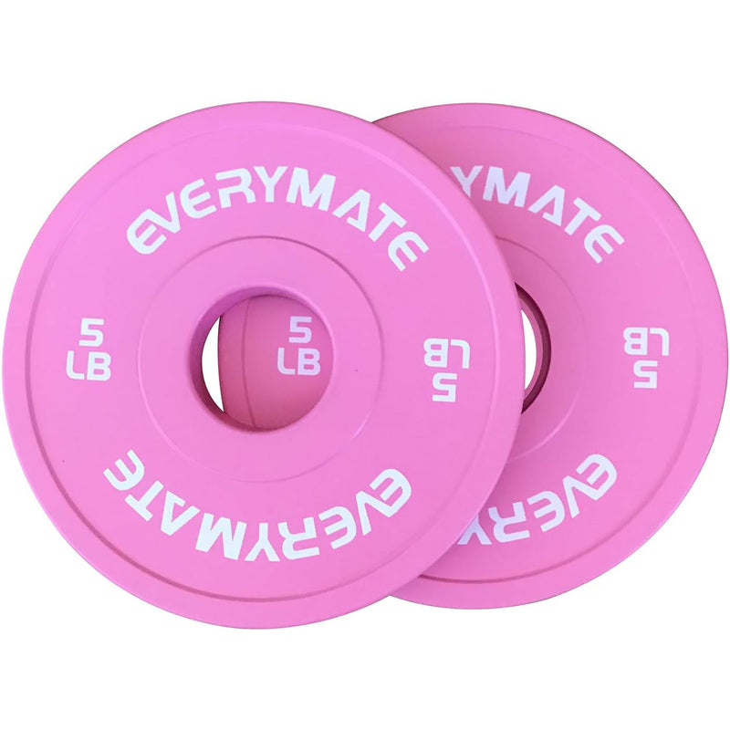 Pink Weight Plates 5LB Olympic Bumper Plates Grip Weight Plates for Strength Training & Crossfit Steel Inserts Weight Plates Fit 2" Barbells Virgin Rubber Weights