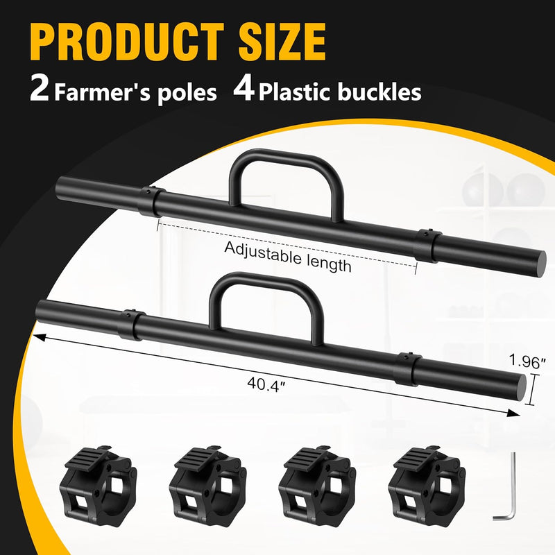 Competition Farmers Walk Bars - 2" Plate Compatible Grip Trainer with Rotating Sleeves (Pair)