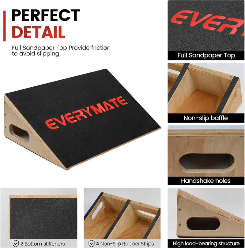Pro Squat Slant Board Calf Stretcher, Wooden Incline Board