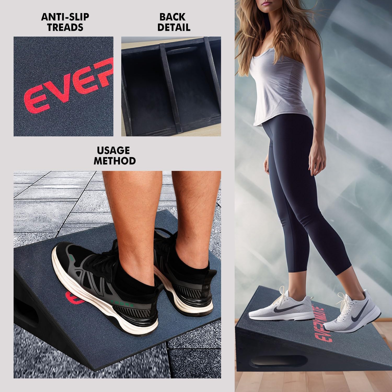 Pro Squat Slant Board Calf Stretcher, Wooden Incline Board