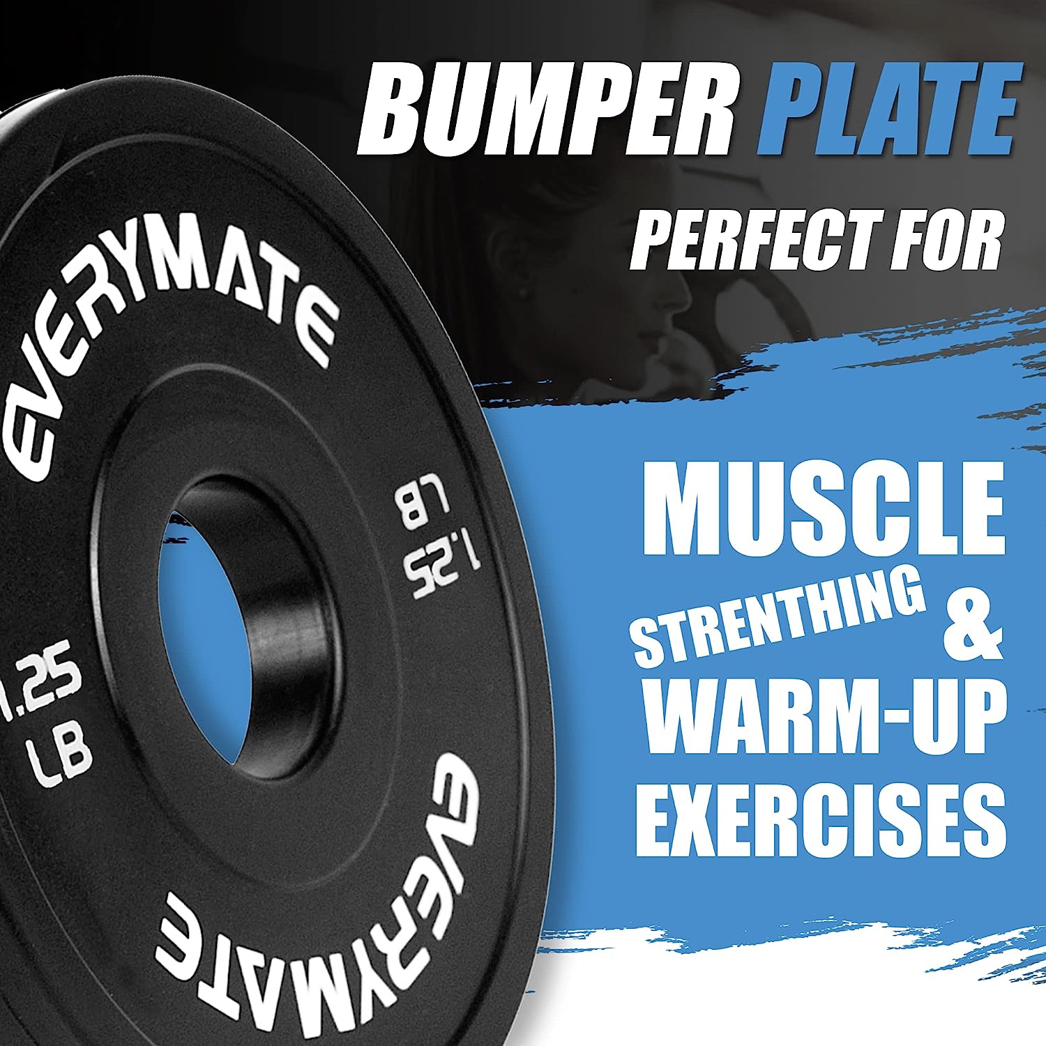 1.25LB Fractional Plates - Olympic Bumper Weight Set with Steel Insert for CrossFit & Strength Training (Pair) EVERYMATE