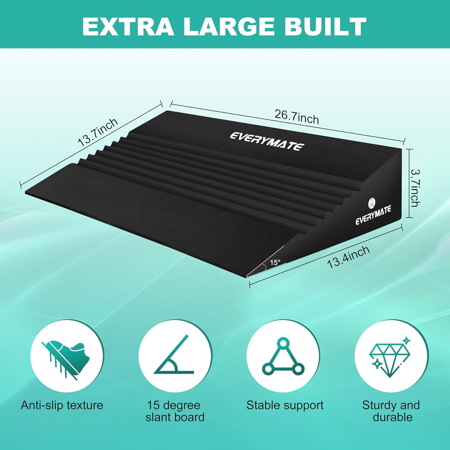 Pro-Grade Squat Wedge - 15° Angle Design for Weightlifting & Physical Therapy