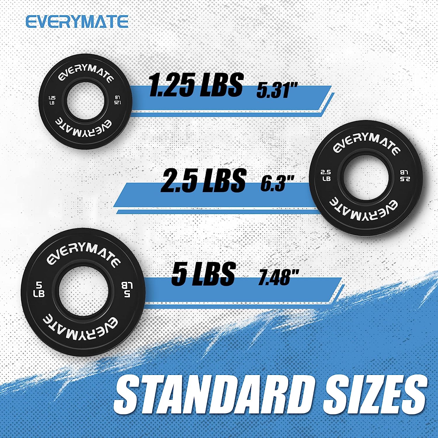 1.25LB Fractional Plates - Olympic Bumper Weight Set with Steel Insert for CrossFit & Strength Training (Pair) EVERYMATE