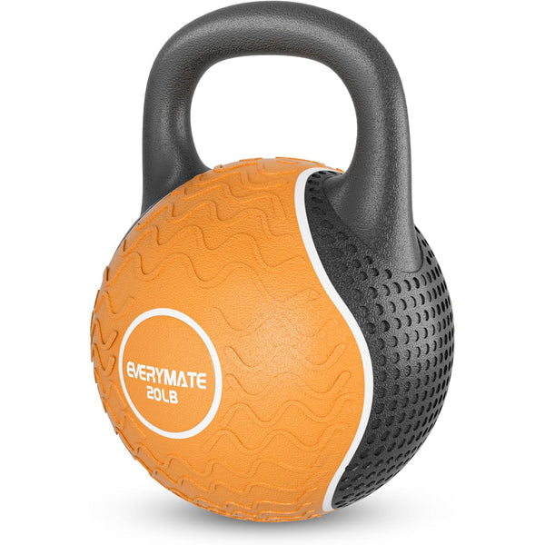 EVERYAMTE Anti Slip Hand Kettlebell Weights for Home Workout Kettlebells Massage Kettlebell, 20LB Rubber Kettlebell