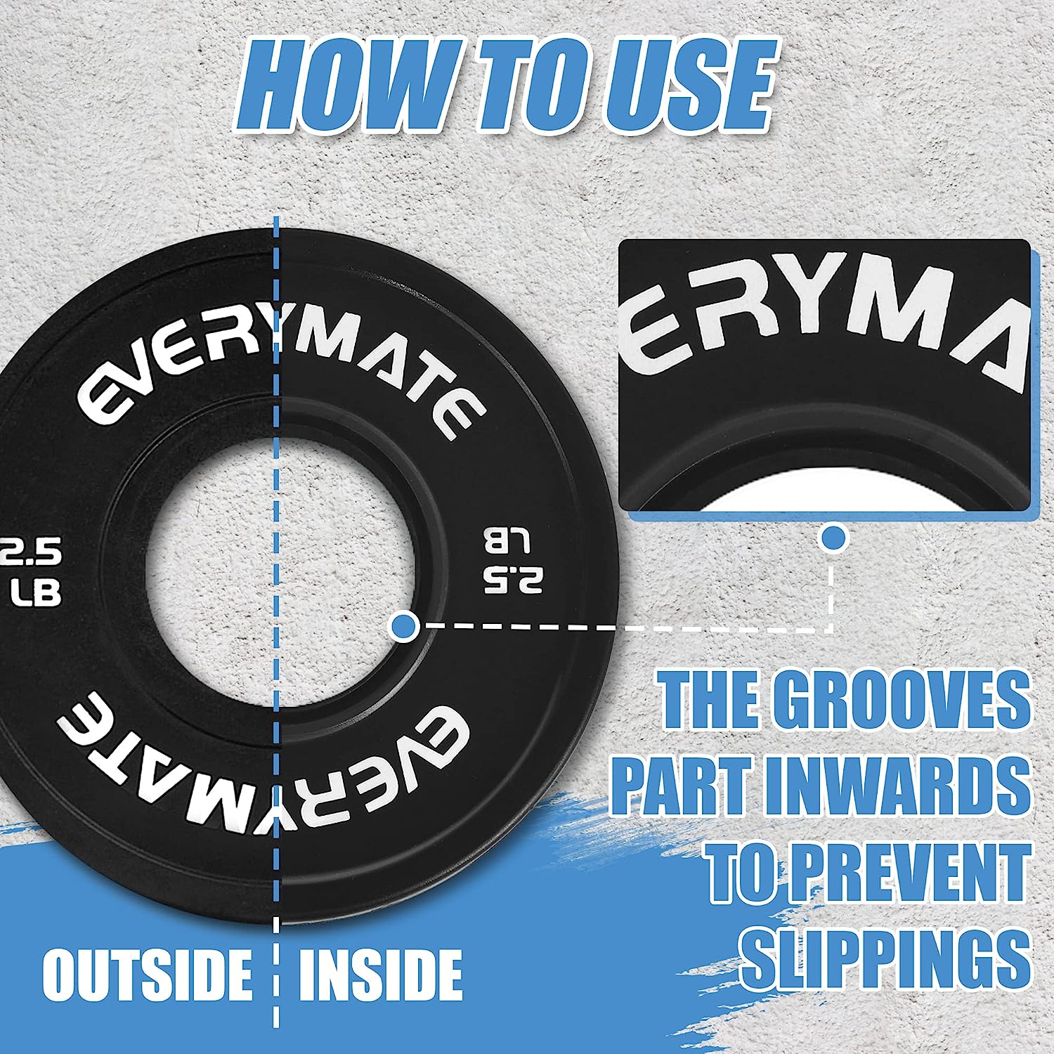 EVERYMATE Black Change Weight Plates 2.5LB Set Fractional Plate Olympic Bumper Plates for Cross Training Bumper Weight Plates Steel Insert Strength Training Weight Plates
