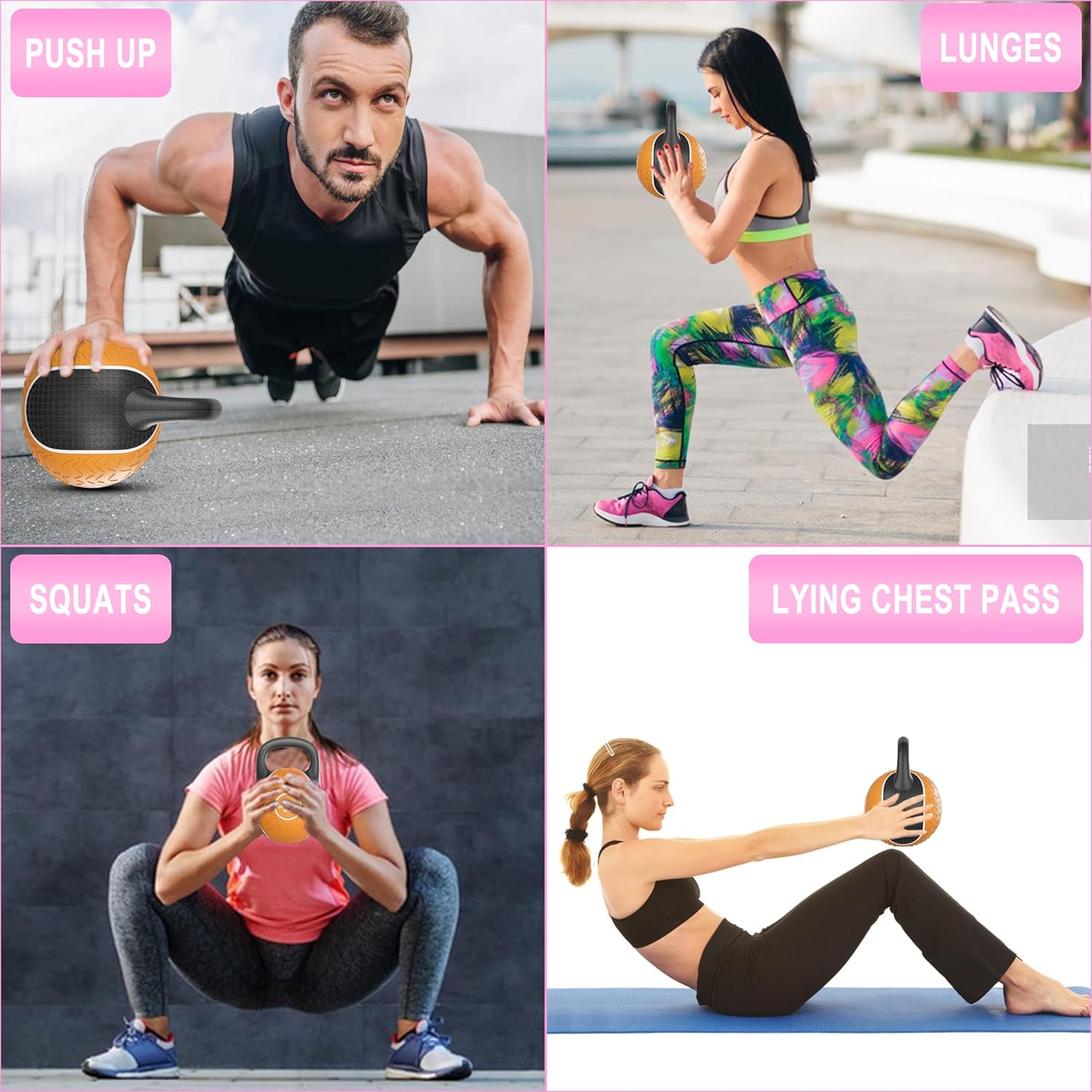 EVERYAMTE Anti Slip Hand Kettlebell Weights for Home Workout Kettlebells Massage Kettlebell, 20LB Rubber Kettlebell