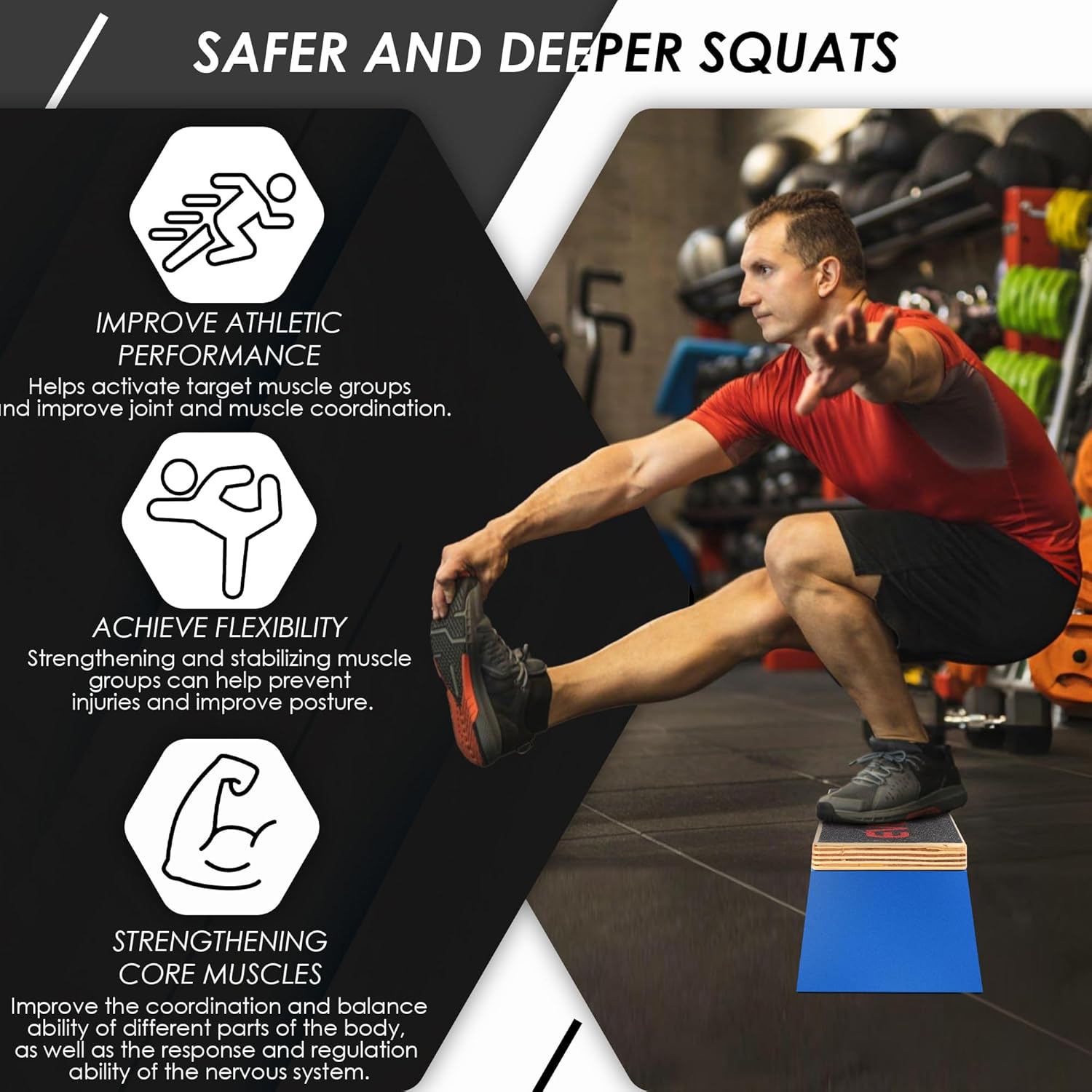 Athletic Balance Trainer Squat Block(Non-Slip Base)