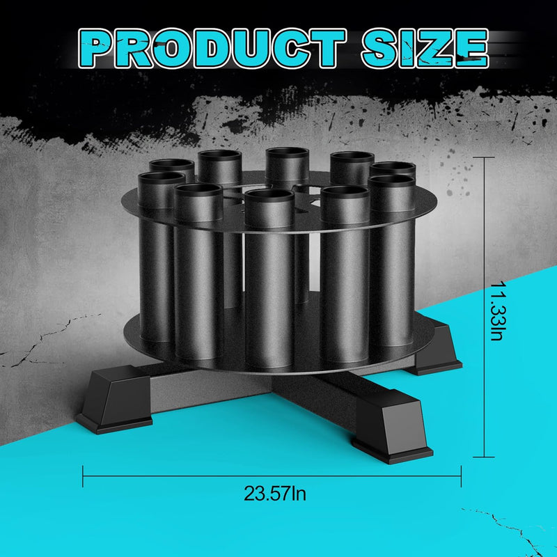 Rotating Barbell Floor Rack - Holds 10 Olympic Bars (2" Curl/Triceps Bars Compatible)