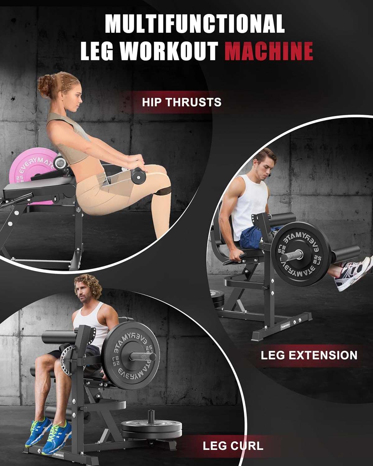 3-1 Adjustable Leg Extension and Curl Machine,Heavy Duty 680lbs Capacity