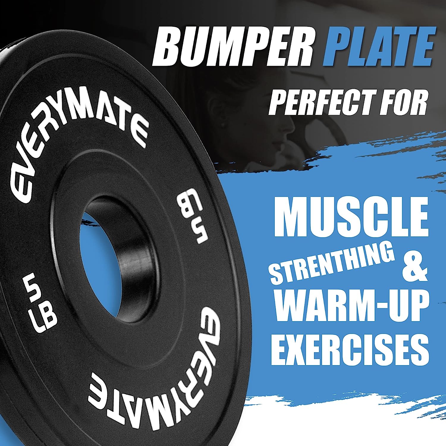 EVERYMATE Black Change Weight Plates 5LB Set Fractional Plate Olympic Bumper Plates for Cross Training Bumper Weight Plates Steel Insert Strength Training Weight Plates