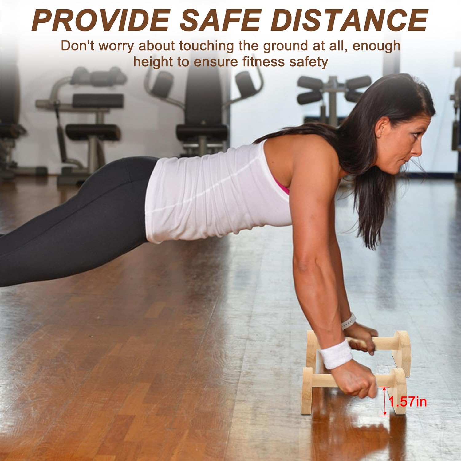 Wooden Parallettes Bars - Non-Slip Push-Up Stand for Handstand Training & Calisthenics (Ergonomic Grip, Home/Commercial Gym)