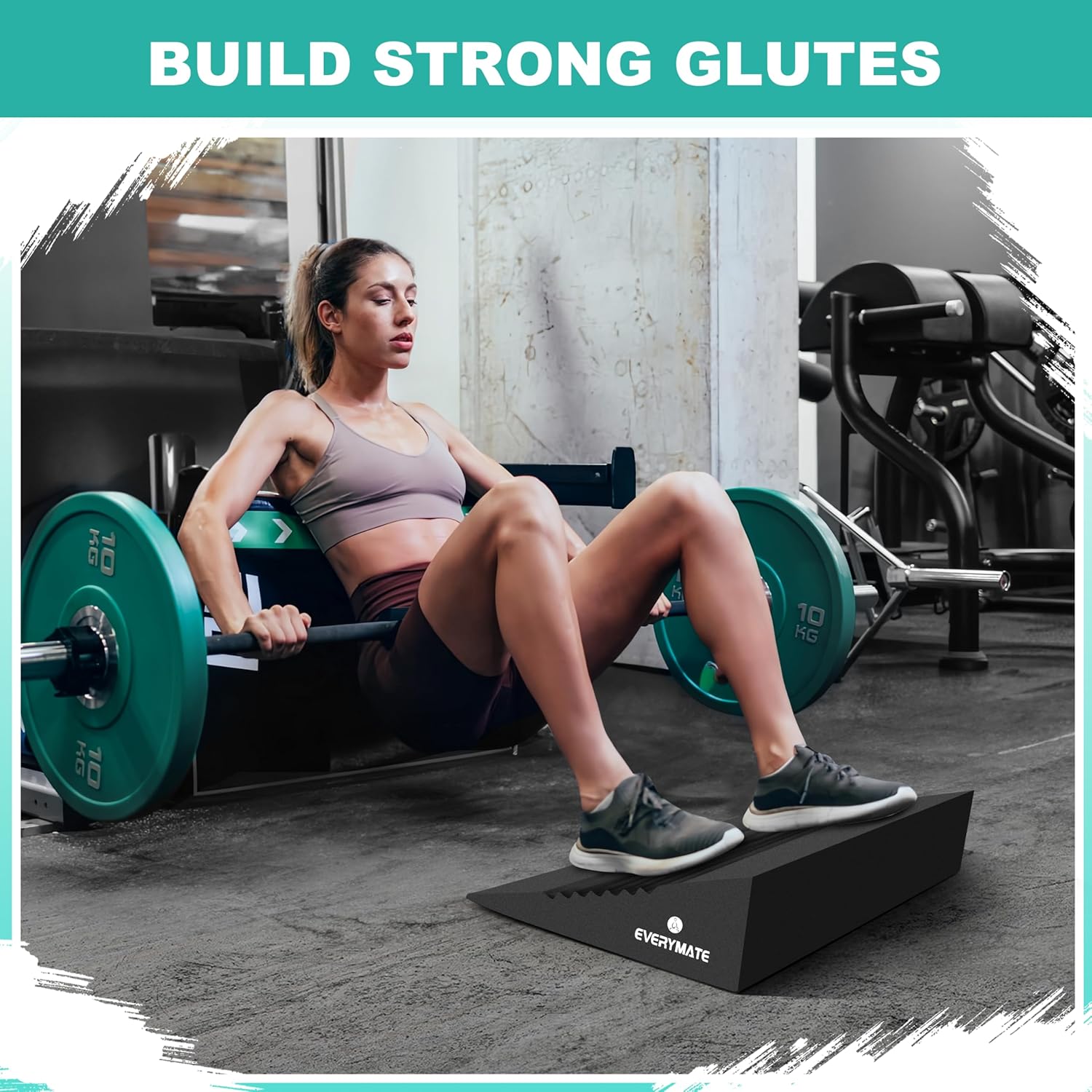 Squat Wedge Block - Heel Elevated Slant Board for Knees Over Toes Training & Calf Stretching (Non-Slip, Home/Commercial Gym)