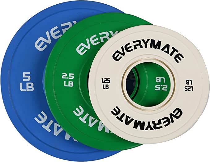 EVERYMATE Change Weight Plates 1.25LB 2.5LB 5LB Set Fractional Plate Olympic Bumper Plates for Cross Training Bumper Weight Plates Steel Insert Strength Training Weight Plates