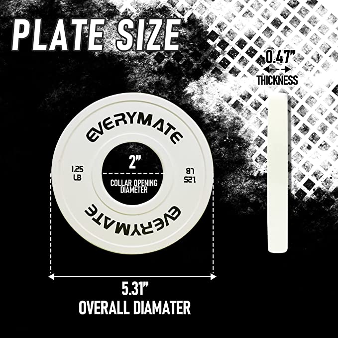 EVERYMATE Change Weight Plates 1.25LB Set Fractional Plate Olympic Bumper Plates for Cross Training Bumper Weight Plates Steel Insert Strength Training Weight Plates